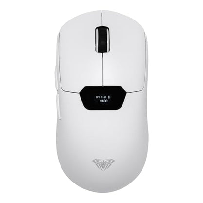 MechLands Aula SC390 Lightweight Gaming Mouse with Display Screen | 2.4G/USB-C/BT Wireless Mouse w/ 400mAh Battery, Adjustable 20,000 DPI, 1000 Polling Rate, PAW3311 Sensor, for Win/Mac (White) - color: White