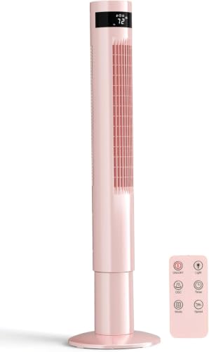 Antarctic Star 41inch Portable Tower Fan Electric Oscillating Fan Quiet Remote Control Bladeless Floor Fan 3 Wind Mode 12H Timer Bedroom Office Pink | Electric Oscillating, Quiet Remote Control Bladeless 3 Wind Mode 12H Timer for Bedroom Office - color: P