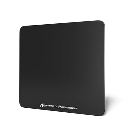 Attack Shark CM05 Contour Glass Gaming Mousepad,Nano-Micro-Etched Texture,Smooth Glass Surface,High Accuracy,Fast-Moving,Anti-Scratch, PU Leather Super Non-Slip Base,Large Size(17.7×15.7"),Black - color: Black, size: 17.7L x 15.7W inches