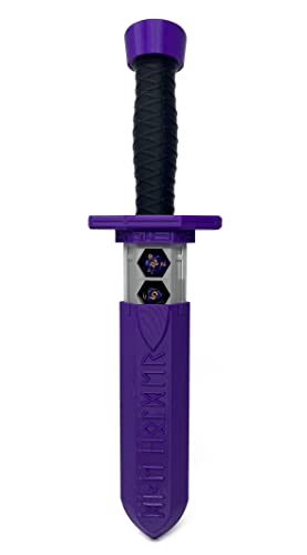 Sword Dagger Dice Holder - (Random 7PCS D20 Dice Set Included) - Custom Polyhedral Dice Storage for Tabletop RPG - Dungeons and Dragons - DND - D&D (Purple) - color: Purple