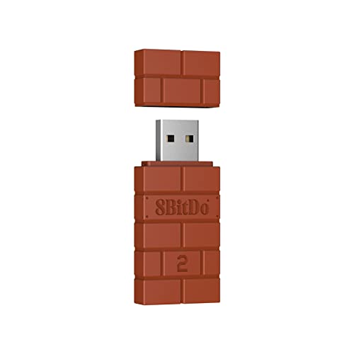 8BitDo Wireless USB Adapter 2 for Switch/Switch 2, Windows PC, Mac & Raspberry Pi, Compatible with Xbox Series X & S Controller, Xbox One Bluetooth Controller, Switch Pro and PS5 Controller (Brown) - style: USB Adapter 2 Brown