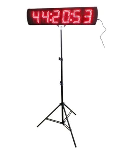 Red Color Portable 5 Inch LED Race Timing Clock for Running Events LED Countdown/up Timer Digital Marathon Race Clock with Tripod