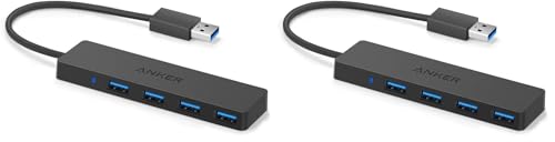 Anker USB Hub 4 Ports with 5Gbps Data Transfer, Multiple USB 3.0 Hub, USB Splitter for Laptop, Extender for A Port Laptop, PC, Desktop and More [Charging Not Supported](0.7 ft USB-A) (Pack of 2) - size: 0.7 ft (Pack of 2), style: USB-A
