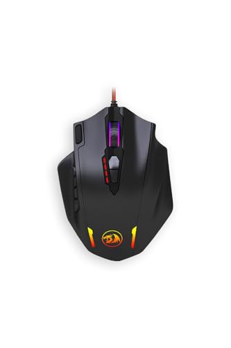 Redragon M908 12400 DPI Impact MMO Gaming Mouse w/ 18 Programmable Buttons, Weight Tuning Cartridge, 12 Side Buttons