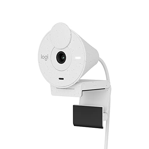 Logitech Brio 300 Full HD Webcam, 1080p, Auto Light Correction, Noise reducing mic, Privacy Shutter, USB-C, Works with Microsoft Teams, Google Meet, Zoom, for Streaming and Video Calling - White - color: Off-White