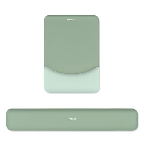 MOSISO Keyboard Wrist Rest & Mouse Pad with Wrist Rest, Green | Rectangular Ergonomic Mousepad, Non-Slip Base, Home/Office Pain Relief & Easy Typing, Neoprene Cloth & Raised Silicone Lining - color: Green