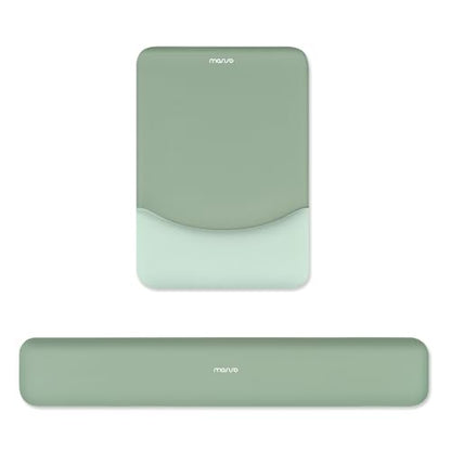 MOSISO Keyboard Wrist Rest & Mouse Pad with Wrist Rest, Green | Rectangular Ergonomic Mousepad, Non-Slip Base, Home/Office Pain Relief & Easy Typing, Neoprene Cloth & Raised Silicone Lining - color: Green