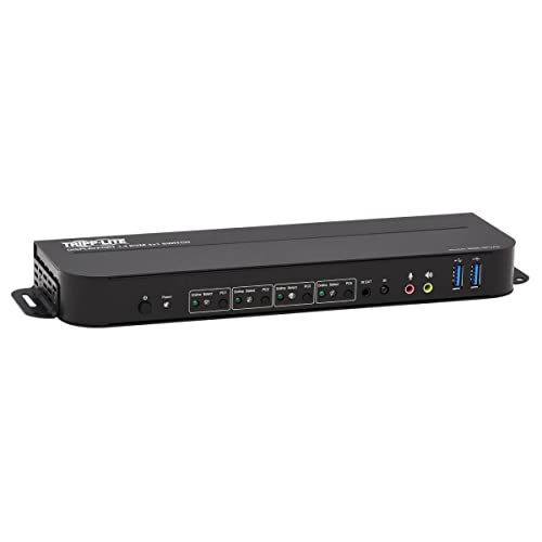 Tripp Lite 4 Port DisplayPort USB KVM Switch, Quad Port DP USB KVM Switch, 4K 60 Hz, HDR, HDCP 2.2, DP 1.4, USB 3.0 Cables, Black (B005-DPUA4)