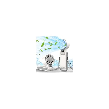 PlayHot Upgraded Portable Handheld Fan with 60°F Ice Cooling, Up tp 12Hrs Personal Fans Portable Rechargeable, 5 Speed 25550RPM Powerful Portables Fan Handheld, Hand/Neck/Desk Fan 3 IN 1(White) - color: white