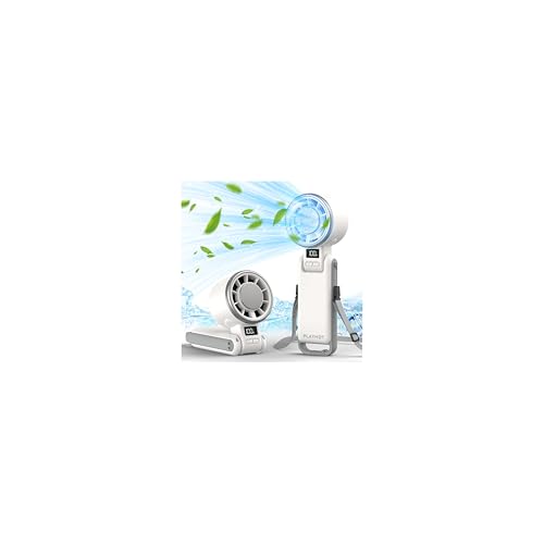 PlayHot Upgraded Portable Handheld Fan with 60°F Ice Cooling, Up tp 12Hrs Personal Fans Portable Rechargeable, 5 Speed 25550RPM Powerful Portables Fan Handheld, Hand/Neck/Desk Fan 3 IN 1(White) - color: white