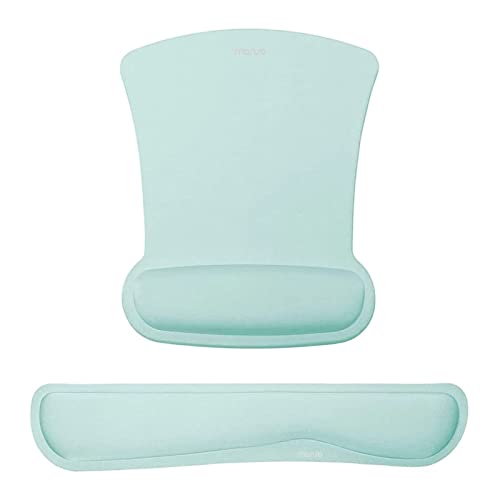 MOSISO Wrist Rest Support for Mouse Pad & Keyboard Set, Ergonomic Mousepad Non-Slip Base Home/Office Pain Relief & Easy Typing Cushion with Neoprene Cloth & Raised Memory Foam, Mint Green - color: Mint Green
