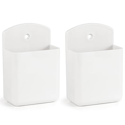 2 Pcs Remote Control Holder Wall Mount, TV Controller Holder, Self Adhesive Remote Holder, Wall Pen Holder Storage Accessories for Home Office School (White) - color: White&2Pcs