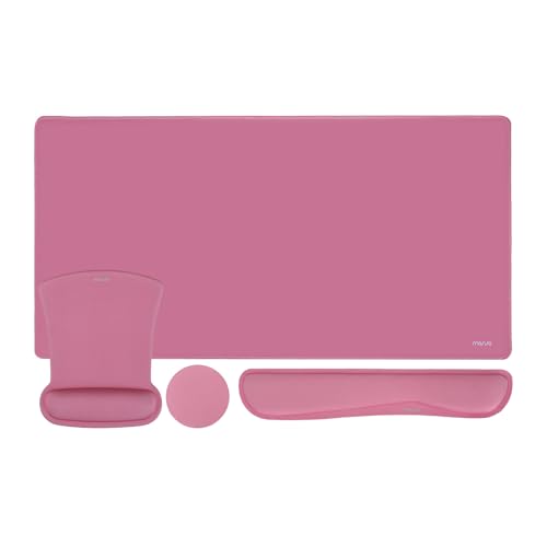 MOSISO Keyboard Mouse Pad Set, Large Gaming Mousepad&Keyboard Wrist Rest | Mouse Wrist Rest&Coaster, Ergonomic Non-Slip Mousepad&Easy Typing Cushion with Memory Foam for Home Office, Rose Red - color: Rose Red