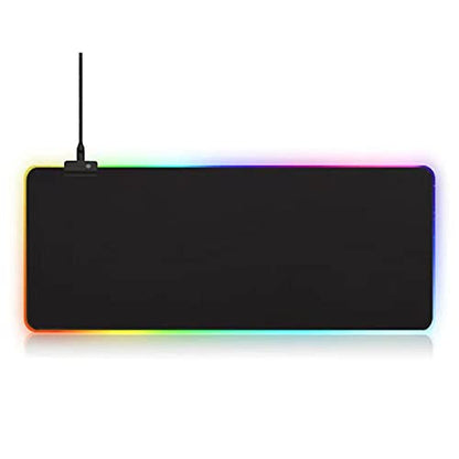 RGB Gaming Mouse Mat Pad - Large Extended Led Mousepad with 14 Lighting Modes 2 Brightness,Big Gaming pad Extra Long Computer Keyboard Mat Anti-Slip Waterproof - 31.5 x 11.8 Inch-Black