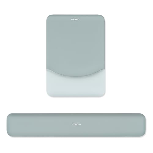 MOSISO Wrist Rest Support Mouse Pad & Keyboard Set, Powder Blue | Rectangular Ergonomic Mousepad, Non-Slip Base, Home/Office Pain Relief & Easy Typing, Neoprene Cloth & Raised Silicone Lining - color: Powder Blue