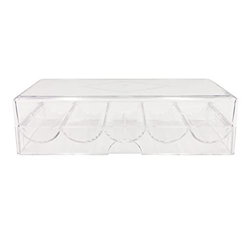 SEETOOOGAMES Poker Chip Tray Rack - Clear Acrylic Casino Chip Holder with lid - Chips Storage Display Case for Texas Hold'em, Blackjack, Gambling, Poker Clubs, Parties or Home Casino Nights - 5 Pack - style: 5pieces-with lids