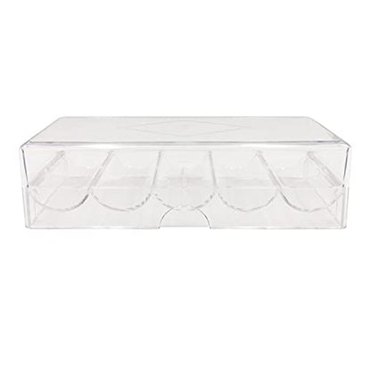 SEETOOOGAMES Poker Chip Tray Rack - Clear Acrylic Casino Chip Holder with lid - Chips Storage Display Case for Texas Hold'em, Blackjack, Gambling, Poker Clubs, Parties or Home Casino Nights - 5 Pack - style: 5pieces-with lids