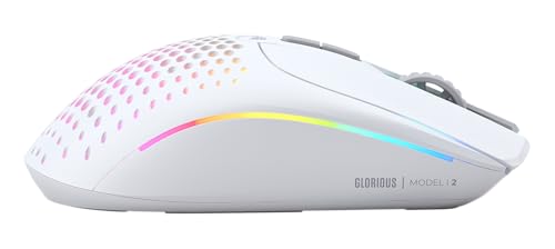 GLORIOUS Gaming Model I 2 Wireless Gaming Mouse - Hybrid 2.4Ghz & Bluetooth, 75g Superlight, 9 Buttons (2 Swappable), RGB, PTFE Feet, MMO/MOBA/FPS, Long Battery Life, Side Thumb Rest - White - color: Matte White, size: Model I2 Wireless