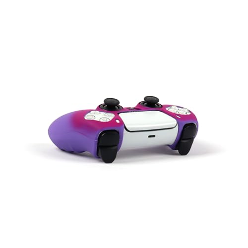 RALAN Purple Red Controller Skin Silicone for PS5, Non-Slip Grip Cover Protector Compatible with PlayStation 5 Controllers with 2 Thumb Grip Caps - color: Purple Red
