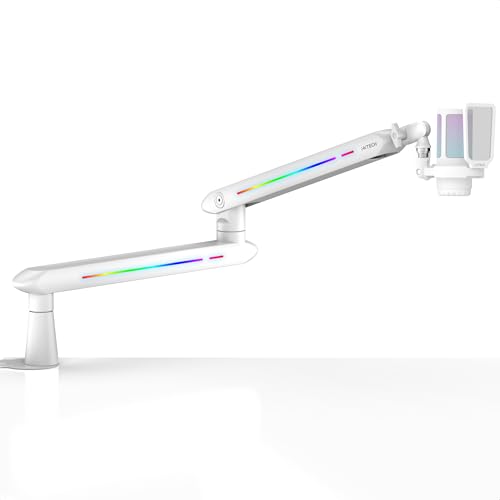 RGB Low Profile Boom Arm for Mic, Adjustable Microphone Arm Stand with Desk Mount Clamp, Rotatable Microphone Boom Arm Mic Stand with Cable Management for Podcast Streaming Gaming Studio. - color: 5 LIZARD RGB