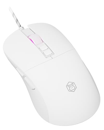 SEUNKWANG EWEADN G309 Wired Mouse, 7-Button Ergonomic Computer Corded Mouse with 2400 DPI, 4 Adjustment Levels DPI, Optical Office USB Mice with 5FT Cord for Laptop, PC, Desktop-White - color: White