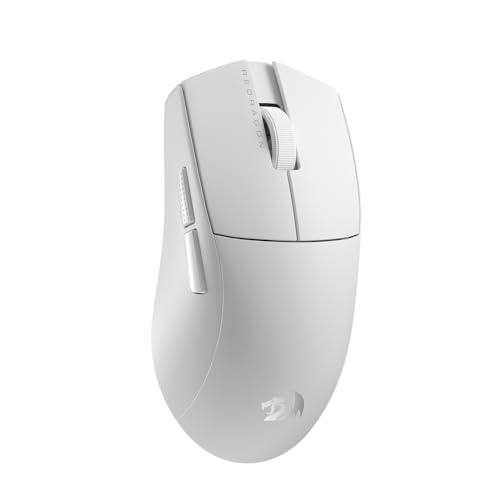 Redragon M916 PRO 3-Mode Wireless Gaming Mouse, 55G Ultra-Light 26K DPI Mouse w/Ergonomic Natural Grip Build, Full Programmable Buttons, Software Supports DIY Keybinds & DPI - color: White, style: 1K Hz