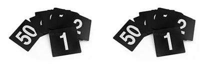 New Star Foodservice 23206 Plastic Double Sided Table Numbers, 1-50, 4-Inch by 4-Inch, Light Grey on Black (Pack of 2) - size: 4 x 4 inches (Pack of 2), style: Light Grey on Black (1-50)