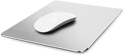 Vaydeer Hard Metal Aluminum Mouse Pad Clear Modern Smooth Magic Ultra Thin Double Side Design Mouse Mat Waterproof Fast and Accurate Control Compatible for Gaming and Office, Silver, 11.81X9.45 Inch - color: Silver, size: 11.8L x 9.5W inches