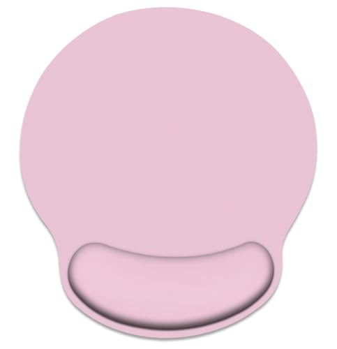 Britimes Pale Pink Mouse Pad Ergonomic Mouse Pad with Wrist Support Non-Slip Rubber Base Mousepad for Home Office Gaming Working Computers Laptop Easy Typing & Relief - color: Pale Pink