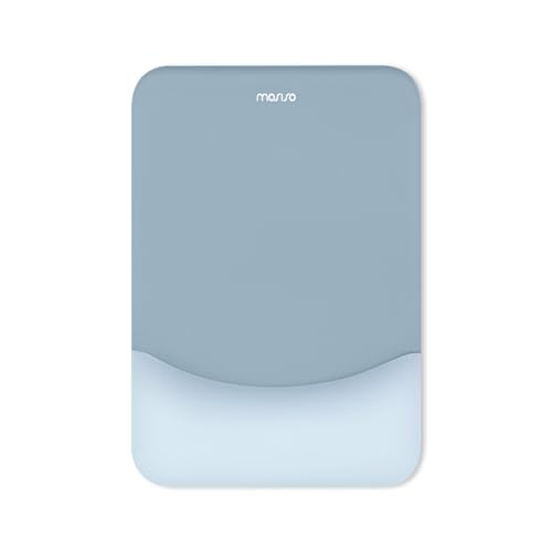 MOSISO Ergonomic Memory Foam Mouse Pad with Wrist Support, Aquamarine | Mousepad with Soft Cloth&Raised Curved, Home Office Easy Typing Pain Relief Mousepad with Non-Slip Base for Computer Laptop - color: Aquamarine