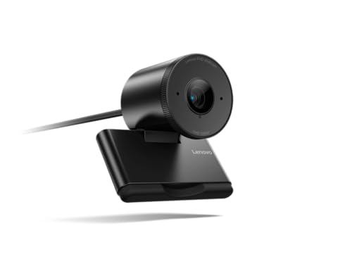 Lenovo FHD Webcam, 1080p Resolution, 30 fps, Dual Noise-Cancelling Microphones, AI Noise Cancellation and Enhanced Image Quality, Physical Privacy Shutter, Microsoft Terms Certified, Black | Dual Noise-Cancelling Microphones, AI Noise Cancellation, Enhanc