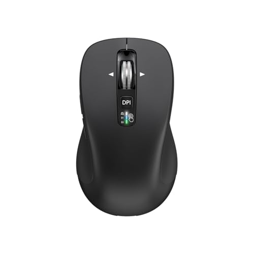 CITLLA Wireless Bluetooth Mouse (USB + BT1 + BT2), Full Size, 4-Way Scrolling, Multi-Device Silent Mouse for Computer, Laptop, iPad, MacBook (Black) - color: Black
