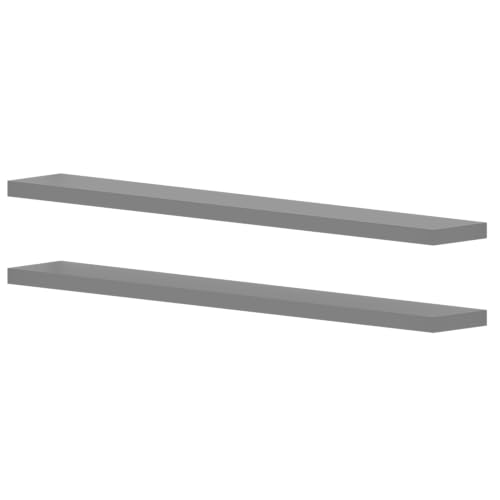 72 inch Long Floating Shelves for Wall,Solid Wood Long Shelves Set of 2,Grey Rustic Wall Mounted Shelves Large Bookshelf (Grey, 72 Inch) - color: Grey, size: 72 Inch set of 2