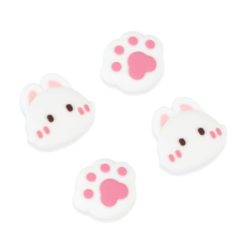 Paw Bunny Switch 2 Joycon Thumb Grips Caps, 4 PCS Cute Kawaii 3D Silicone Analog Thumbstick Button Cover for NS Switch 2 Joystick Caps - color: Paw Bunny for NS2