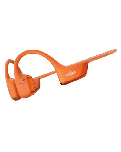 SHOKZ New OpenRun Pro 2 Mini-Open-Ear, Bone Conduction Sport Headphones -with Reflective Strip -Sweat Resistant, Workout Headphones -Secure, Wireless, Comfortable Fit-Deep Bass and Smart Mic App - color: Orange, size: Mini