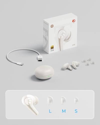 SoundPEATS C30 - True Wireless Earbuds - Bluetooth Headphones 6.0 - Beige | Hybrid ANC LDAC Hi-Res Audio 52H Playtime -52dB Adaptive Noise Cancelling 6-Mic Clear Call 12mm Driver Multi-Point IP54 - color: Beige