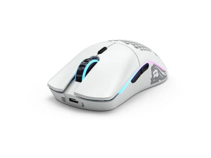 GLORIOUS Model O Wireless Gaming Mouse - Superlight, 69g Honeycomb Design, RGB, Ambidextrous, Lag Free 2.4GHz Wireless, Up to 71 Hours Battery - Matte White - color: White, style: Model O (Ambidextrous)