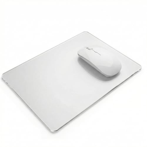 Glass Mouse Pad, 13.7x10.2 Inch Large Gaming Mousepad with Non-Slip Base, Special Glass Surface for Optimal Control, Clear Mouse Mat for Desk Computer Laptop Gamer Office Work - size: 13.7L x 10.2W inches