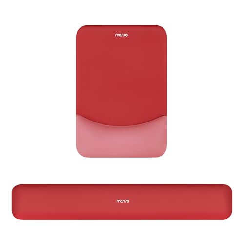 MOSISO Wrist Rest Support Mouse Pad & Keyboard Set, Red | Rectangular Ergonomic Mousepad, Non-Slip Base, Home/Office Pain Relief & Easy Typing, Neoprene Cloth & Raised Silicone Lining - color: Red