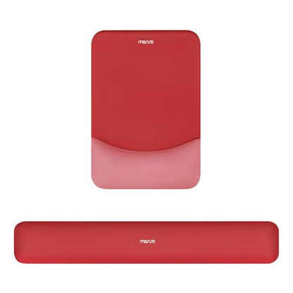 MOSISO Wrist Rest Support Mouse Pad & Keyboard Set, Red | Rectangular Ergonomic Mousepad, Non-Slip Base, Home/Office Pain Relief & Easy Typing, Neoprene Cloth & Raised Silicone Lining - color: Red