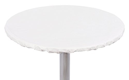 Yourtablecloth Heavy Duty Vinyl Round Fitted Tablecloth (Table Cover) with Flannel Backing Vibrant Colors Elasticized Tablecloth Great for Indoor and Outdoor Dining and Playing Cards 36” White - color: White, size: 36" (Round)