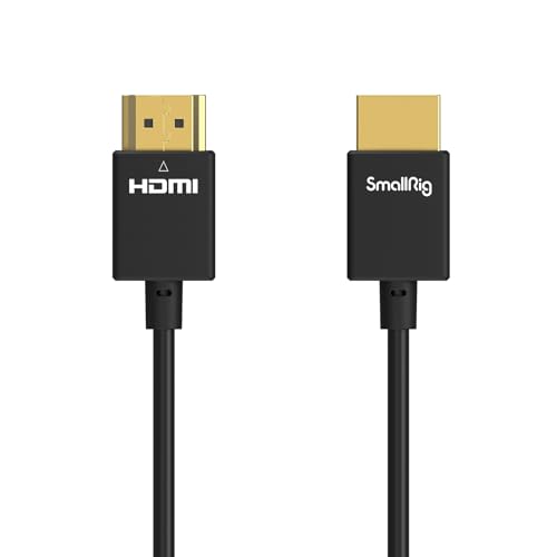 SmallRig Upgraded Ultra Thin HDMI Cable 55cm/1.8Ft (A to A), 4K Hyper Super Flexible Slim Cord, High Speed Supports 3D, 4K@60Hz, Ethernet, ARC Type-A Male to Male for Camera, Monitor, Gimbal - 2957B - size: 55CM(A to A)