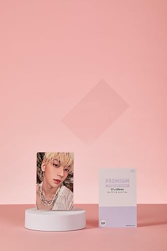 Kpop Photocard Sleeves Clear Polypropylene Card Protector for Albums Photocards, PVC Free and Acid Free, 100 Sleeves per Pack (57x88mm)
