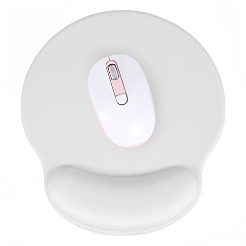 Hsurbtra Ergonomic Mouse Pad with Wrist Rest Support, Gel Mouse Pads with Non-Slip PU Base, Pain Relief Memory Foam Computer Mat, Cute Office Supplies Desk Decro Accessories, Ivory White - color: Ivory White, size: 9.8L x 9.1W inches