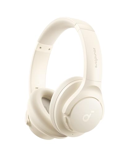 Soundcore by Anker Q20i Hybrid Active Noise Cancelling Headphones, White | Over-Ear, Bluetooth, 40H ANC Playtime, Hi-Res Audio, Big Bass, Transparency Mode, Customize via App, Travel, Home, Office - color: Almond White