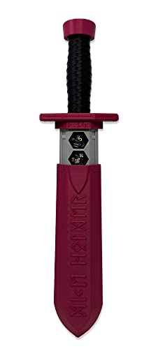 Sword Dagger Dice Holder - (Random 7PCS D20 Dice Set Included) - Custom Polyhedral Dice Storage for Tabletop RPG - Dungeons and Dragons - DND - D&D (Maroon) - color: Maroon