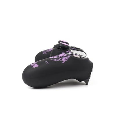 Lion Design Controller Skin Cover with 2 Thumb Grips Compatible with PS4/Playstation 4 Slim/Pro Controller - color: Lion Black Purple