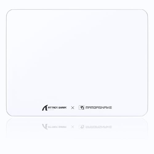 ATTACK SHARK CM05SE Glass Gaming Mouse Pad for FPS & Esports, Nano-Etched Tempered Glass Surface,Ultra-Smooth Low Friction Hard Mousepad,Waterproof Large Desk Mouse Mat for PC Setup,White - color: White