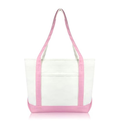 DALIX Daily Shoulder Tote Bag Premium Cotton in Pink - color: Pink