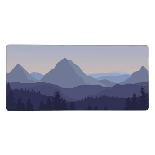 Large Gaming Mouse Pad Mountain Forest Scenery Mouse Pad with Stitched Edges & Nonslip Rubber Base Extended XXL Long Mousepad Big Desk Mat for Company Office Work, 35.4 x 15.7 in - color: Mountain Forest Scenery, size: 35.4" x 15.7"